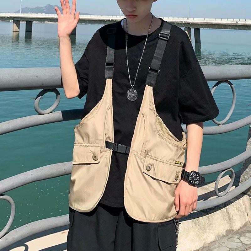 Retro Trendy Brand Military Functional Sleeveless Vest Vest Men'S And Women'S Japanese Multi-Pocket Workwear Reporter Director Jacket Male - Image 2